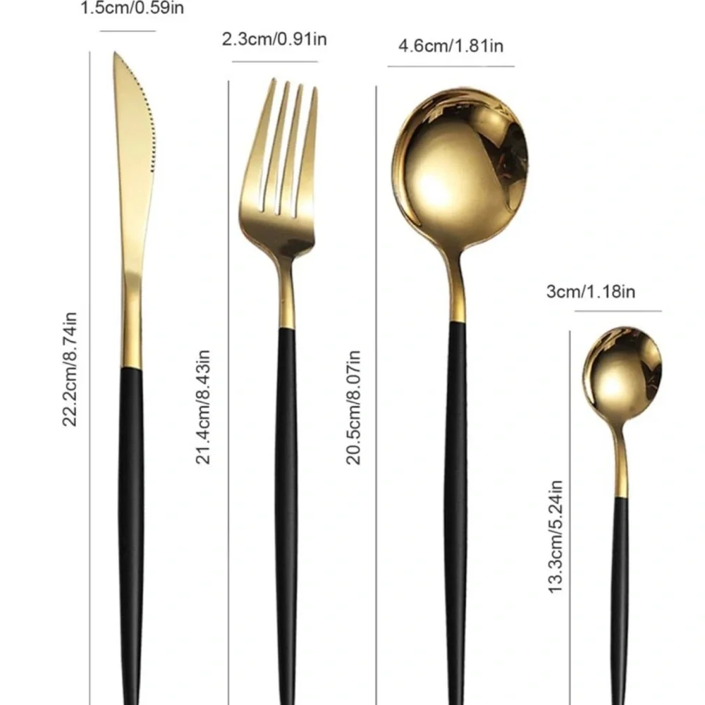 🆕SILVERWARE BUNDLE GOLD/BLACK 24 PIECE SET - Picture 2 of 9